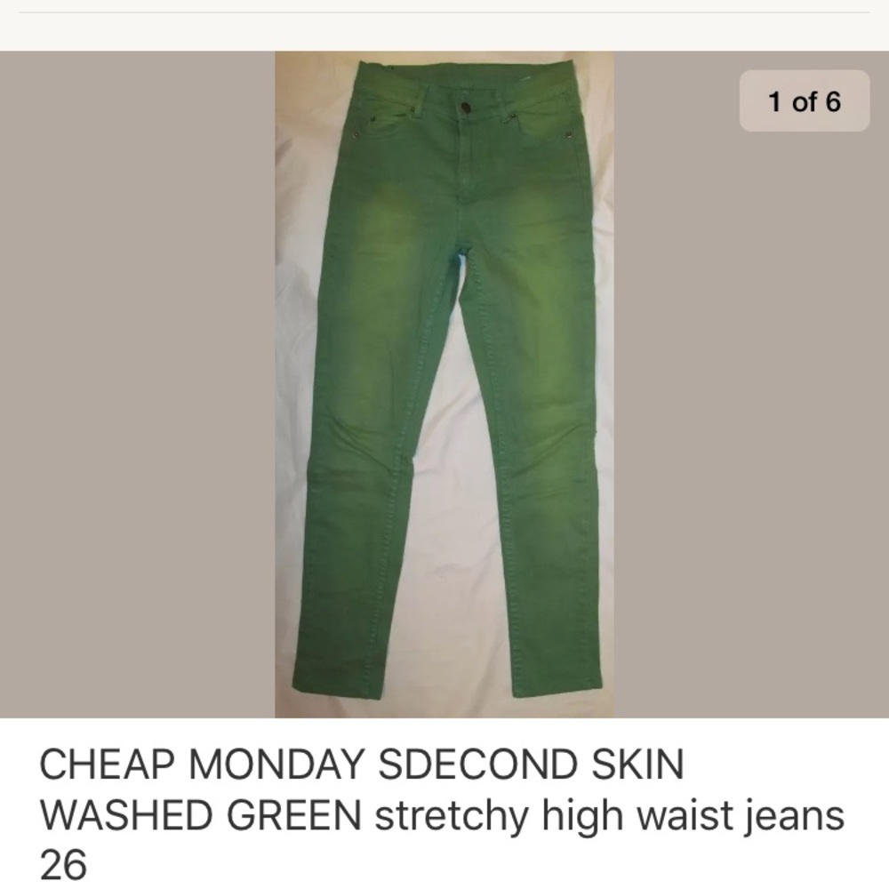 CHEAP MONDAY SECOND SKIN WASHED GREEN skinny jeans